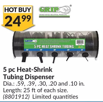 Princess Auto Grip 5 pc heat-shrink tubing dispenser offer