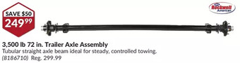 Princess Auto Rockwell american 3,500 lb 72 in. trailer axle assembly offer