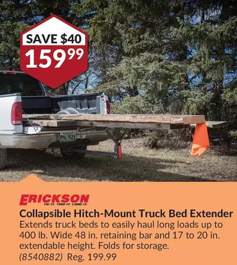 Princess Auto Erickson collapsible hitch-mount truck bed extender offer
