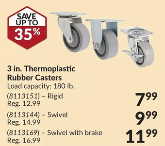 Princess Auto Castex 3 in. thermoplastic rubber casters - rigid | swivel | swivel with brake offer