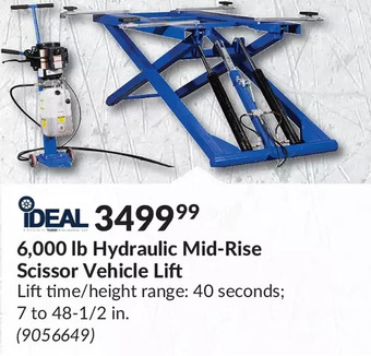 Princess Auto Ideal 6,000 lb hydraulic mid-rise scissor vehicle lift offer
