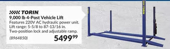 Princess Auto Torin 9,000 lb 4-post vehicle lift offer