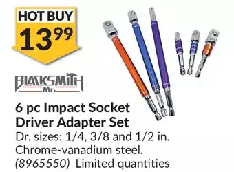 Princess Auto Mr. blacksmith 6 pc impact socket driver adapter set offer
