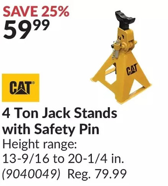 Princess Auto Cat 4 ton jack stands with safety pin offer
