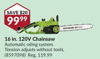 Princess Auto Earthwise 16 in. 120v chainsaw offer