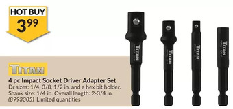 Princess Auto Titan 4 pc impact socket driver adapter set offer