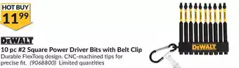 Princess Auto Dewalt 10 pc #2 square power driver bits with belt clip offer