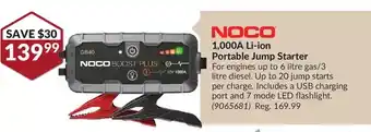 Princess Auto Noco 1,000 a li-ion portable jump starter offer