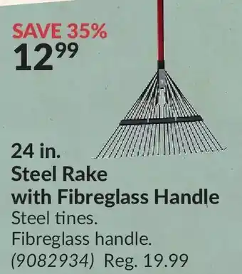 Princess Auto 24 in. steel rake with fibreglass handle offer