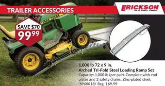 Princess Auto Erickson 1,000 lb 72 x 9 in. arched tri-fold steel loading ramp set offer