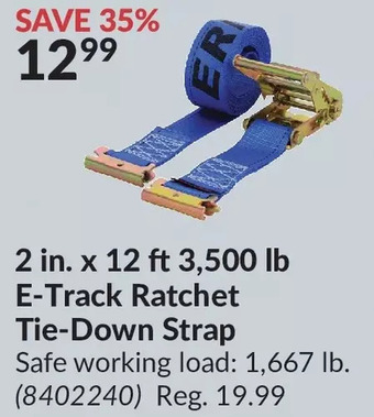 Princess Auto 2 in. x 12 ft 3,500 lb e-track ratchet tie-down strap offer