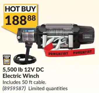 Princess Auto Power fist 5,500 lb 12v dc electric winch offer