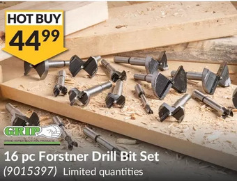 Princess Auto Grip 16 pc forstner drill bit set offer