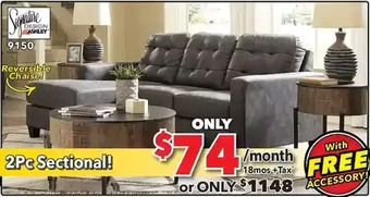 Surplus Furniture Venaldi gunmetal 2-piece sectional offer
