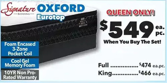 Surplus Furniture Oxford queen mattress set offer