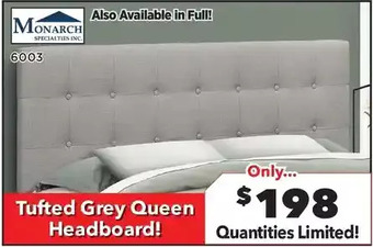Surplus Furniture Queen grey linen look headboard offer