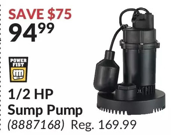 Princess Auto 1/2 hp sump pump offer
