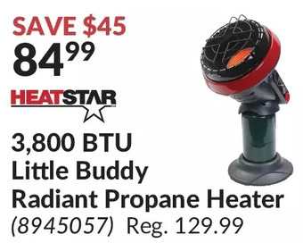 Princess Auto Heatstar 3,800 btu little buddy radiant propane heater offer