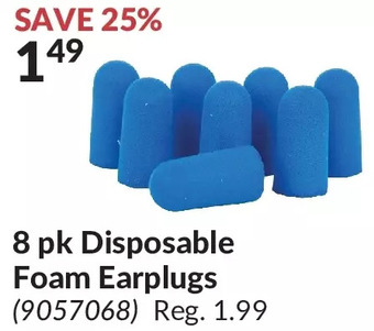 Princess Auto 8 pk disposable foam earplugs offer