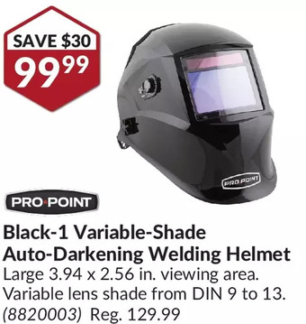 Princess Auto Pro.point black-1 variable-shade auto-darkening welding helmet offer