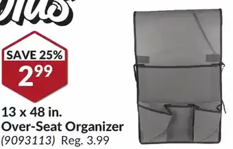 Princess Auto 13 x 48 in. over-seat organizer offer