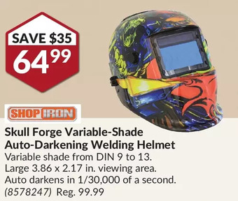 Princess Auto Shop iron skull forge variable-shade auto-darkening welding helmet offer