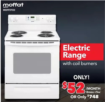 Surplus Furniture Moffat white 30" electric range with coil burners offer