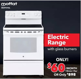 Surplus Furniture Moffat white 30" electric range with glass burners offer