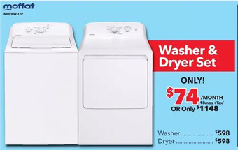 Surplus Furniture Moffat white 27" washer & dryer set offer