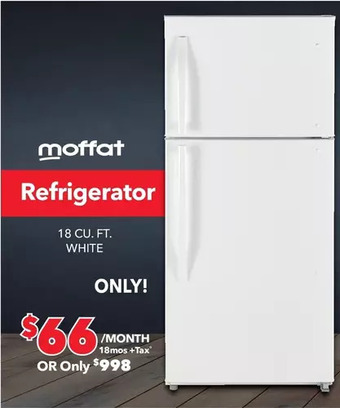 Surplus Furniture Moffat white 18 cubic foot refrigerator offer
