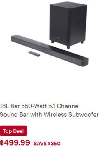 Best Buy JBL Bar 550-Watt 5.1 Channel Sound Bar with Wireless Subwoofer offer