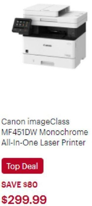 Best Buy Canon imageClass MF451DW Monochrome All-in-One Laser Printer offer