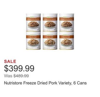 Costco Nutristore freeze dried pork variety, 6 cans offer