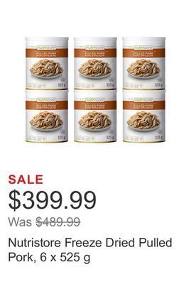 Costco Nutristore freeze dried pulled pork, 6 x 525 g offer