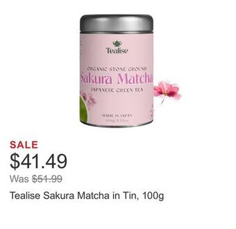 Costco Tealise sakura matcha in tin, 100g offer