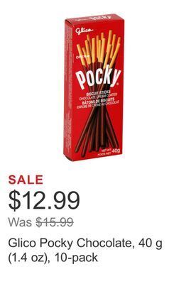 Costco Glico pocky chocolate, 40 g (1.4 oz), 10-pack offer