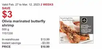 Costco Olivia marinated butterfly shrimp offer
