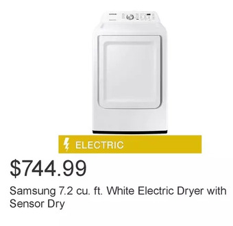 Costco Samsung 7.2 cu. ft. white electric dryer with sensor dry offer