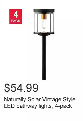 Costco Naturally solar vintage style led pathway lights, 4-pack offer