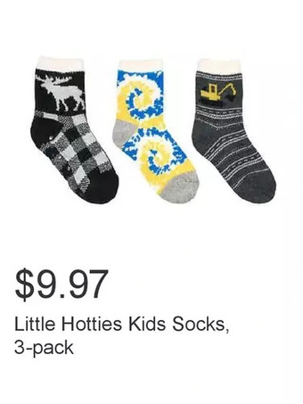 Costco Little hotties kids socks, 3-pack offer