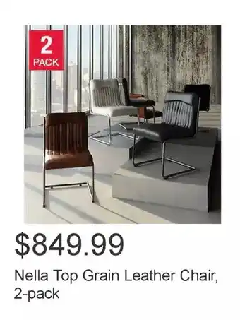Costco Nella top grain leather chair, 2-pack offer