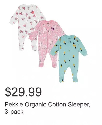 Costco Pekkle organic cotton sleeper, 3-pack offer