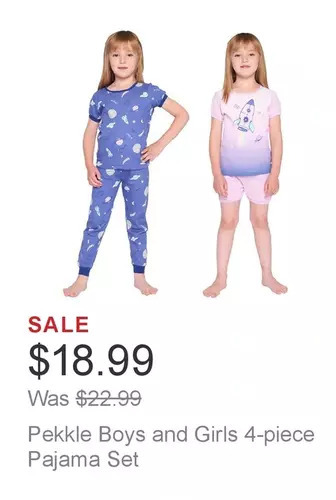 Costco Pekkle boys and girls 4-piece pajama set offer