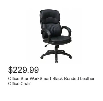 Costco Office star worksmart black bonded leather office chair offer