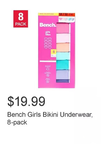 Costco Bench girls bikini underwear, 8-pack offer