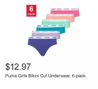 Costco Puma girls bikini cut underwear, 6-pack offer