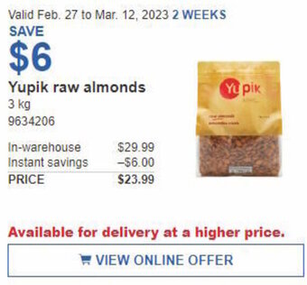 Costco Yupik Raw Almonds 3 kg offer