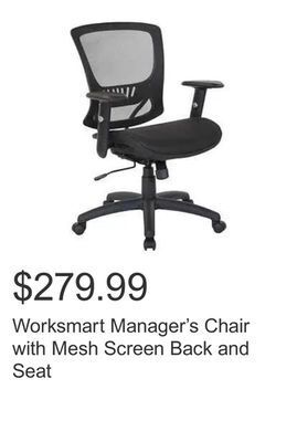 Costco Worksmart manager's chair with mesh screen back and seat offer