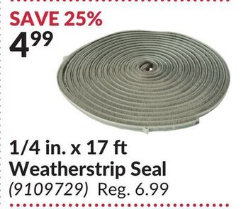 Princess Auto 1/4 in. x 17 ft weatherstrip seal offer