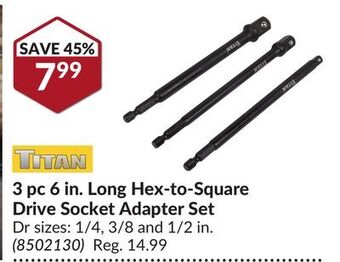 Princess Auto 3 pc 6 in. long hex-to-square drive socket adapter set offer
